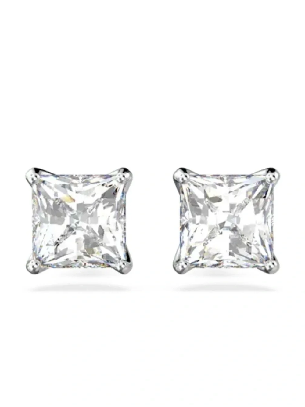 Swarovski Stilla Attract Stud Earrings Square Cut White Rhodium Plated